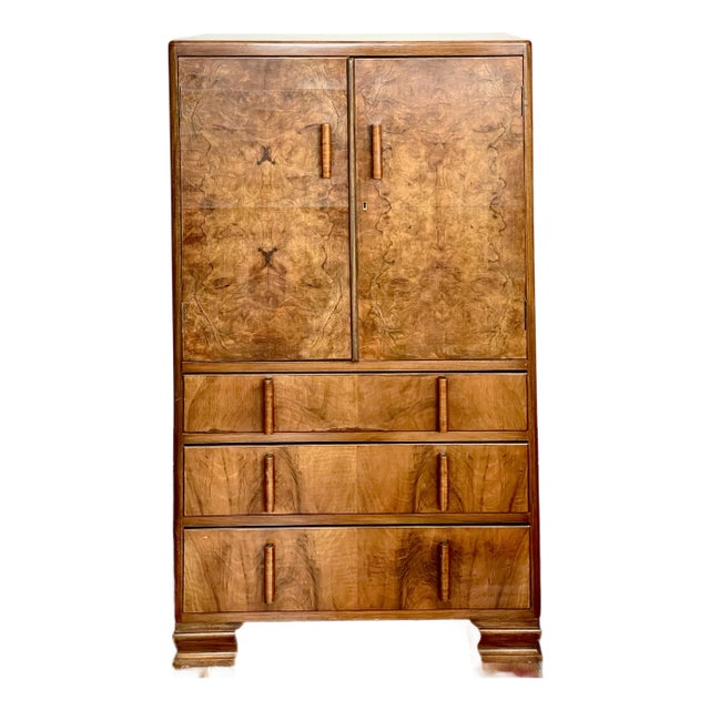 1930s Art Deco/Moderne Walnut Highboy Dresser For Sale