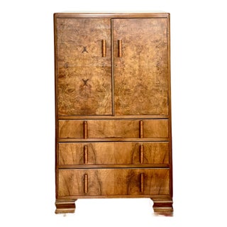 Vintage Art Deco/Moderne Walnut Highboy Dresser For Sale