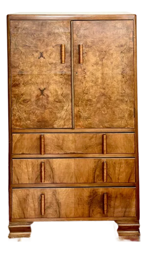Vintage Art Deco/Moderne Walnut Highboy Dresser