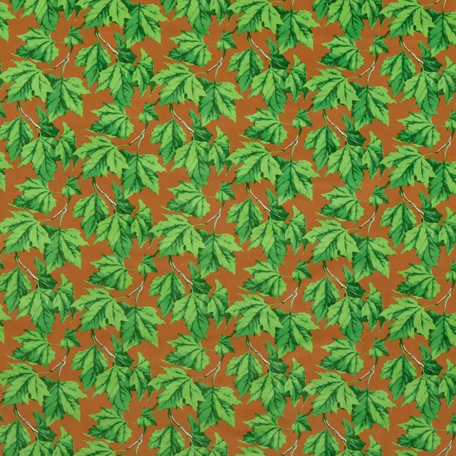 Harlequin Dappled Leaf Fabric in Emerald/Amber For Sale