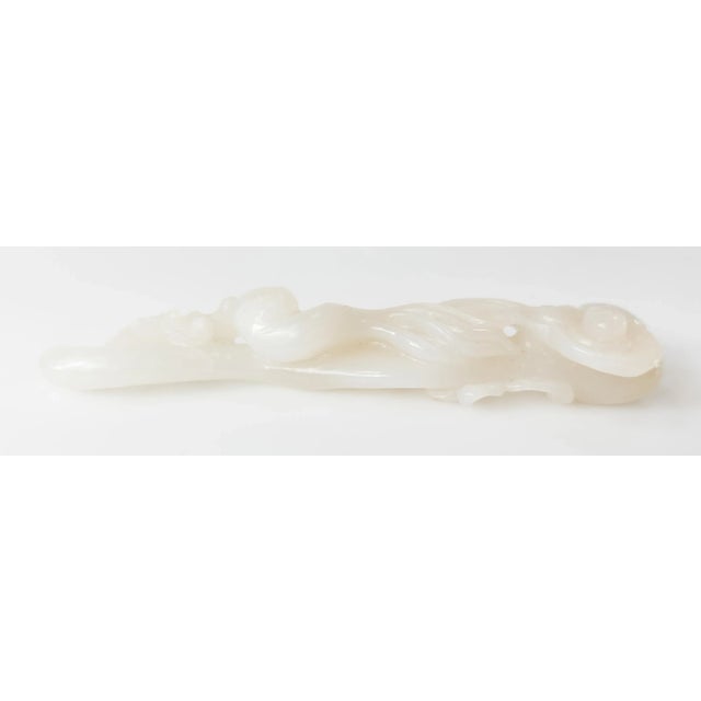 18th Century Chinese Carved White Nephrite Jade Ruyi Scepter With Lingzhi Mushrooms For Sale - Image 4 of 13