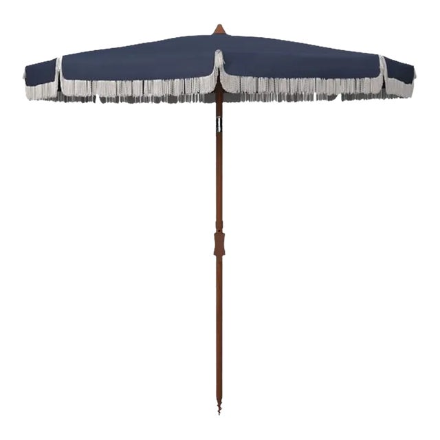 Outdoor Estonia 6.5 ft Fringe Umbrella - Navy For Sale