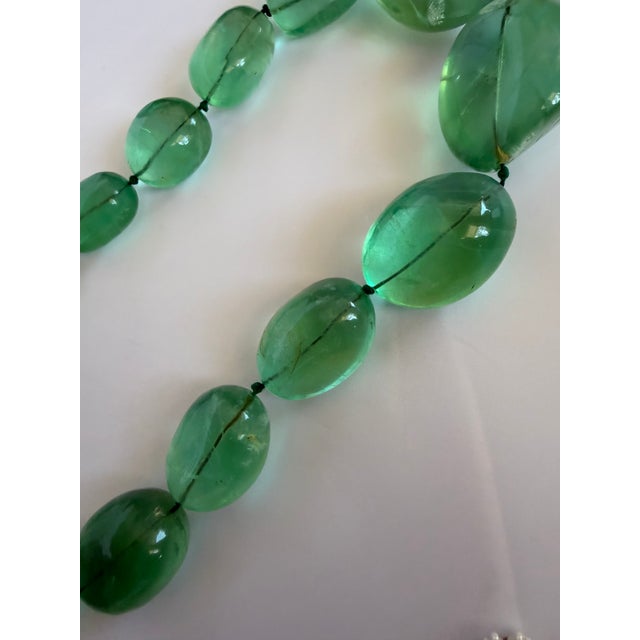 Gemstone Fluorite Bead Necklace Tumble Large Smooth Green Polished Nugget Adjustable Length For Sale - Image 11 of 18