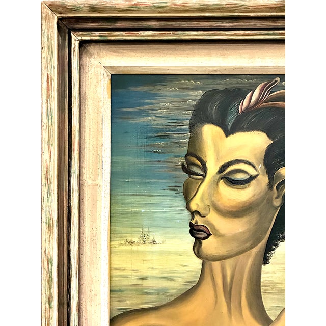 1950s A Mid-Century Surreal Portrait by Chilean Artist Fabio Lemus For Sale - Image 5 of 12