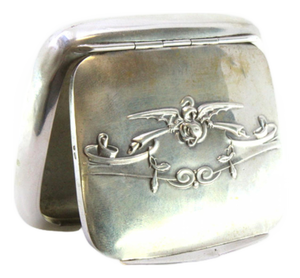 Silver Snuffbox with Support for Cigarette Papers on the Inside and Reliefs on the Hinged Lid in the Art Nouveau Style