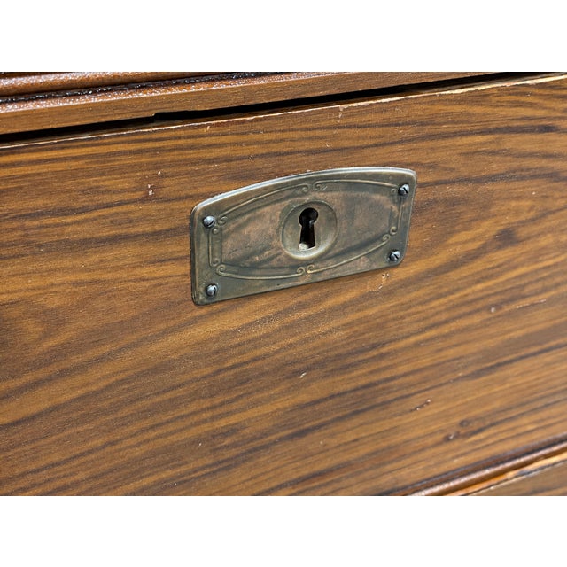 Antique Danish Pine Chest of Drawers | Carved Details + Brass Hardware, Late 19th Century For Sale - Image 15 of 15