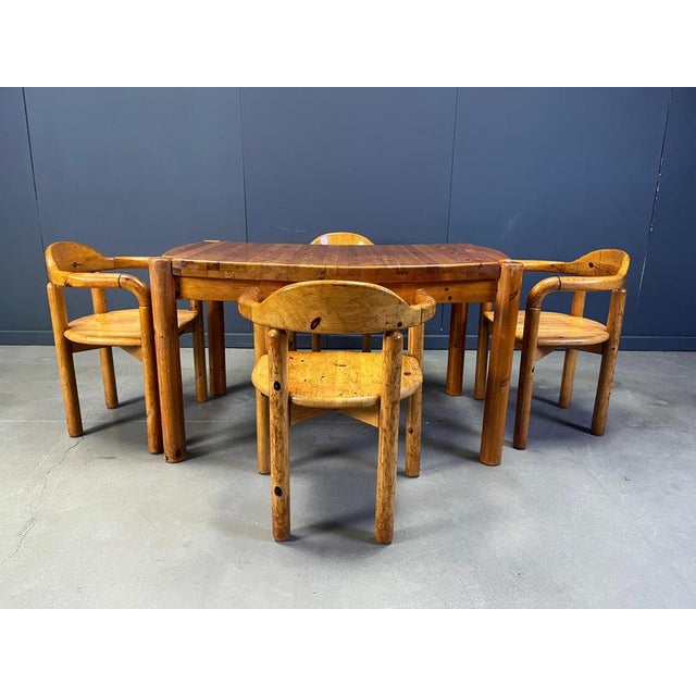 Pine Wood Dining Table and Chairs C.J. Rosengaarden, 1970s, Set of 5 For Sale - Image 12 of 13