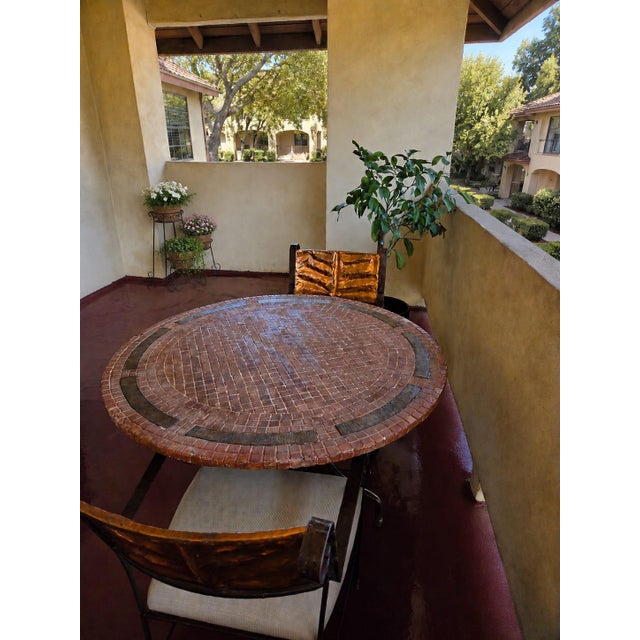 Mediterranean Unique Vintage Iron Bistro Patio Set For Sale - Image 3 of 9