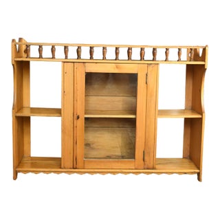 Vintage Handmade Pine Medicine Cabinet Wall Shelf Hutch For Sale