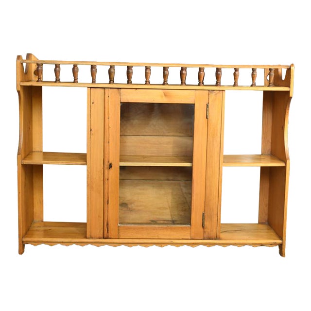 Vintage Handmade Pine Medicine Cabinet Wall Shelf Hutch For Sale