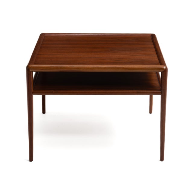 1950s t.h. Robsjohn-Gibbings Widdicomb Square Two Tiered Cocktail Coffee Lamp End Table 1957 For Sale - Image 5 of 14