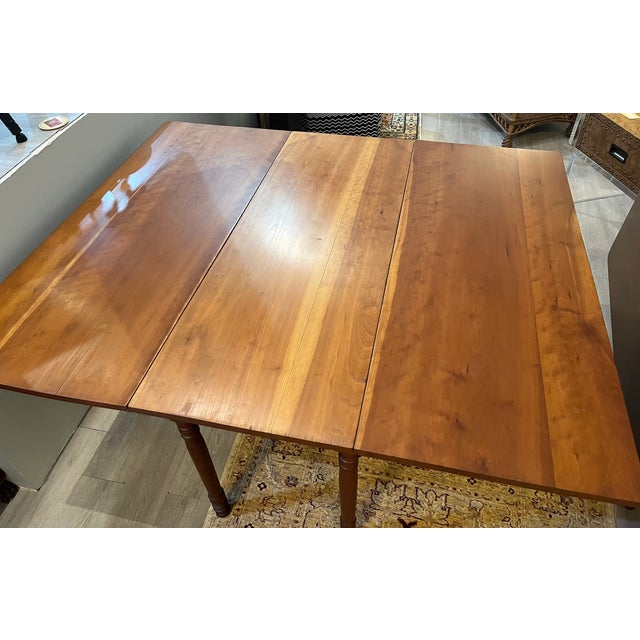 Brown Mid 19th Century Antique Drop Leaf Cherry Dining Table For Sale - Image 8 of 11