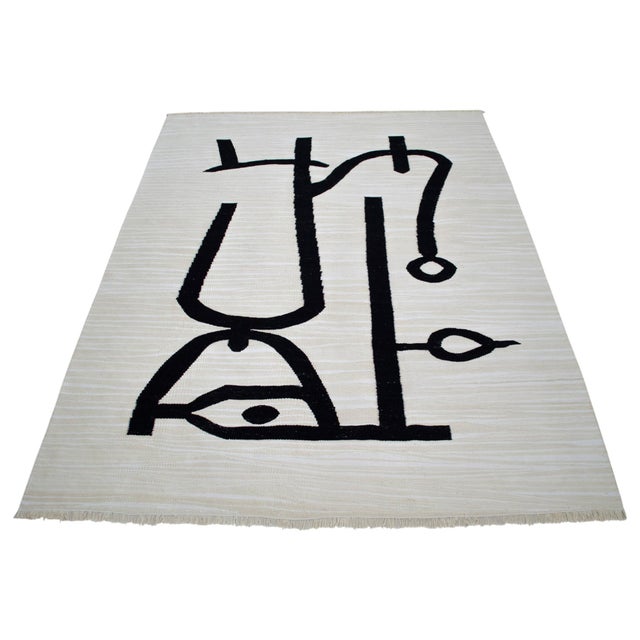 Textile Paul Klee - Lady Apart (Dame Abseits) Inspired Silk Hand Woven Area Wall Rug - 4′3″ × 5′8″ For Sale - Image 7 of 17