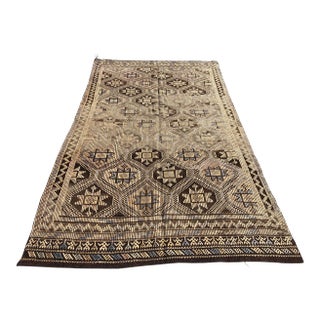1960s Vintage Turkish Tribal Handwoven Area Rug - 5′10″ × 11′1″ For Sale
