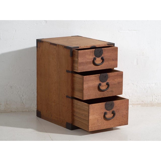 Antique Japanese 3-Drawer Tansu Cabinet For Sale - Image 6 of 11