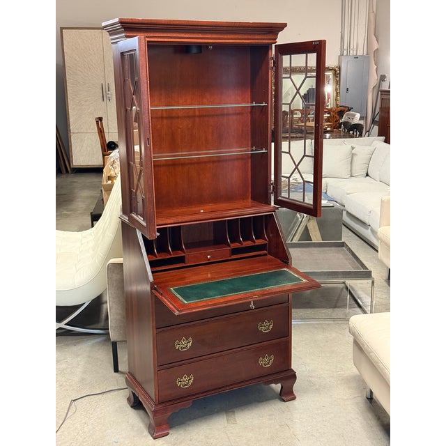 Wood Vintage Jasper Cabinet Co. Secretary Desk + Hutch For Sale - Image 7 of 12