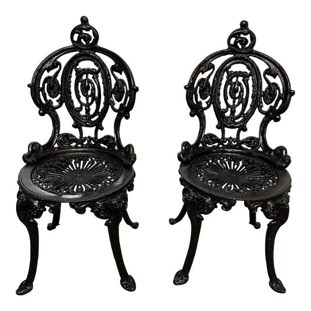Antique Iron Outdoor Chairs, Pair For Sale