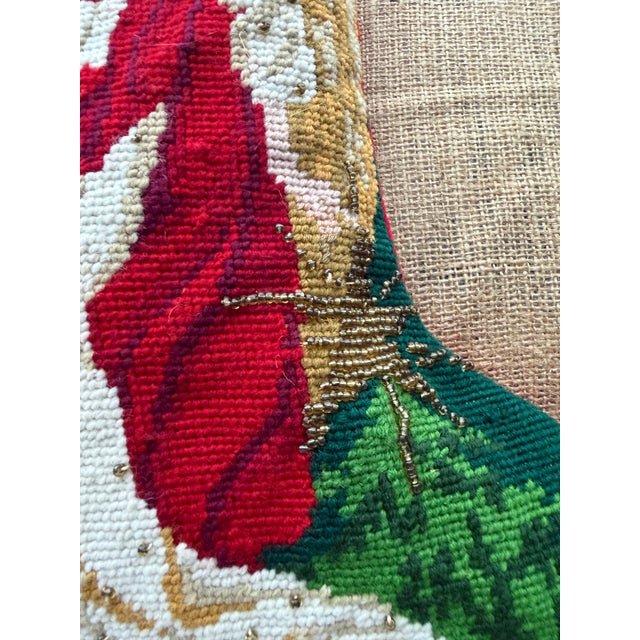 Needlepoint Vintage Stocking Ornament For Sale - Image 4 of 4