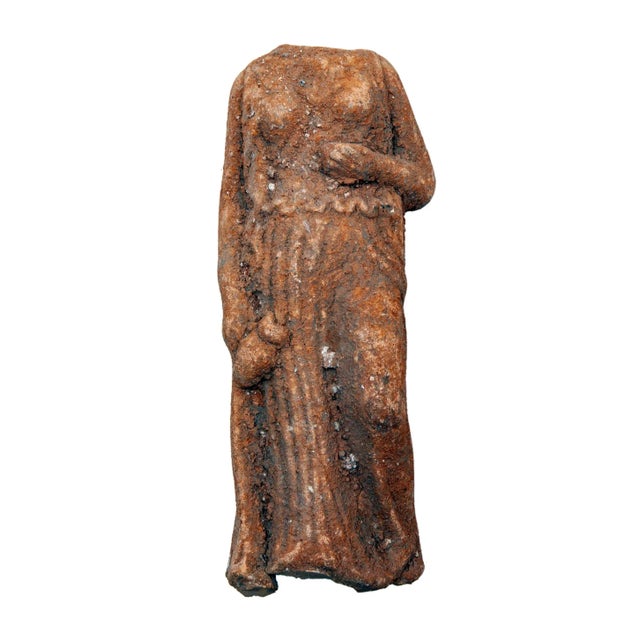 Brown Petite Antique European Terracotta Figurine For Sale - Image 8 of 8