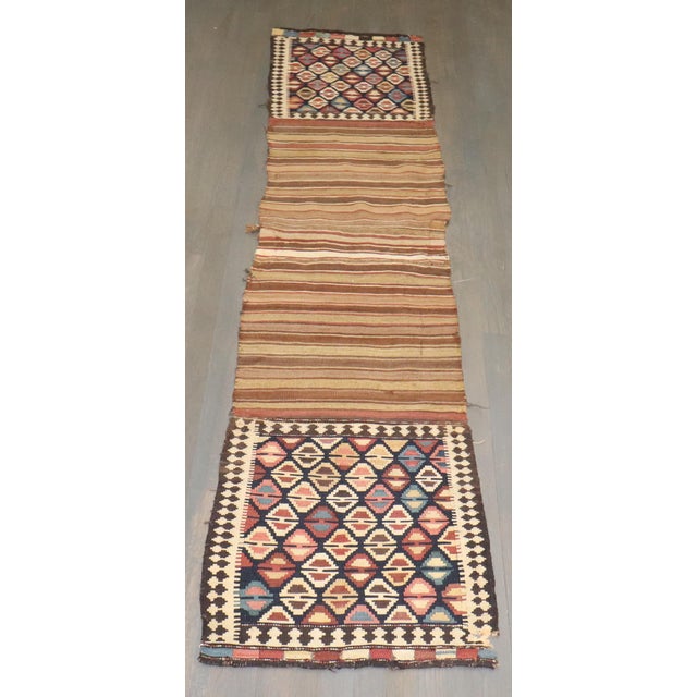 Brown 19th Century Zabihi Collection Tribal Caucasian Kilim Textile Rug - 1'8" x 7'7" For Sale - Image 8 of 11