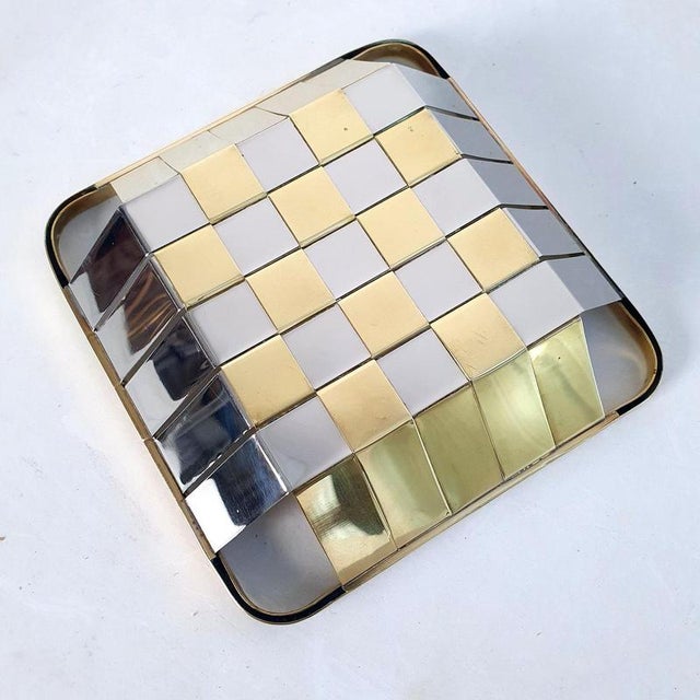 Metal Italian Modern Silver and Gold Metal Basket, 1970s For Sale - Image 7 of 8