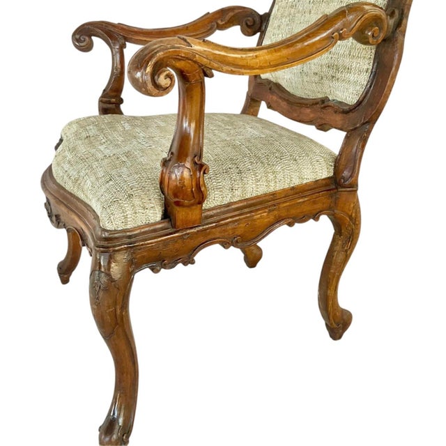 Mid 18th Century Mid-18th Century Venetian Rococo Armchairs, Carved Walnut, Italy For Sale - Image 5 of 12