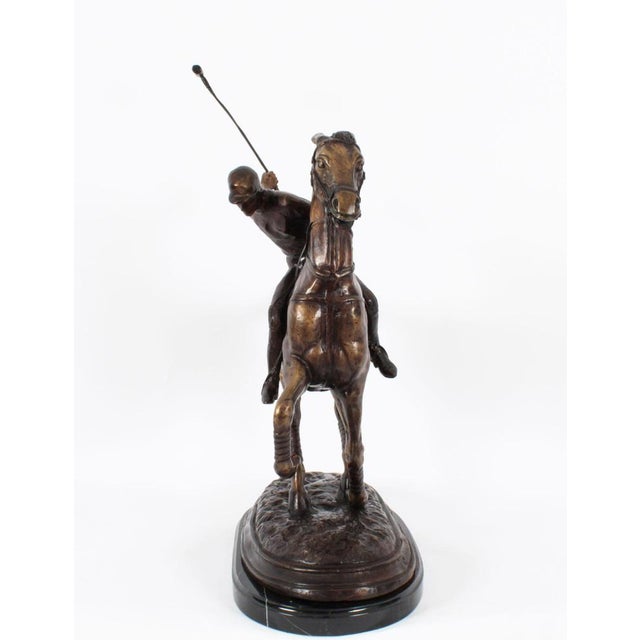 Copper Polo Player Galloping Horse Sculpture, 20th Century, Bronze For Sale - Image 8 of 14