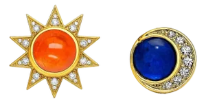 Sun and Moon, Day and Night Earrings Studs, A Pair