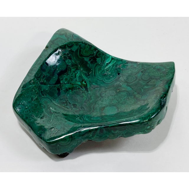 Mid 20th Century Vintage Genuine Malachite Stone Catchall Dish For Sale - Image 5 of 8