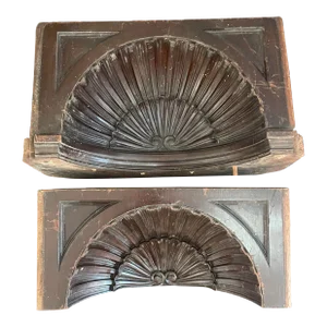 Pair of Mahogany Carved Shell Architectural Accents