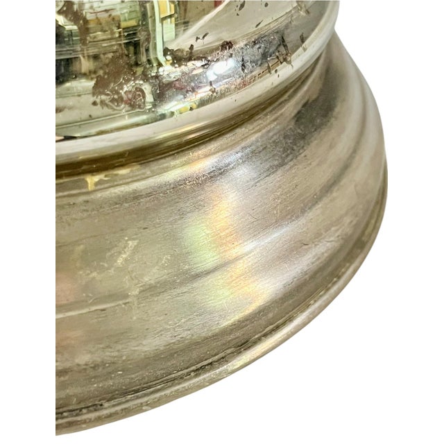 Pottery Barn Leera Mercury Glass Lamps With Original Linen Shades - a Pair For Sale - Image 15 of 16