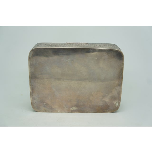Jade Antique Continental Silver Plate Green Jade Keepsake Trinket Snuff Box 4" For Sale - Image 8 of 15
