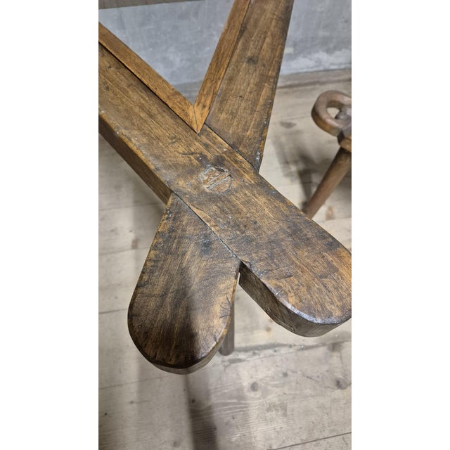 Rustic Vintage Sculptural Wooden Table and Two Chairs with Hand-Carved Loop Backrests, 1940s, Set of 3 For Sale - Image 3 of 18