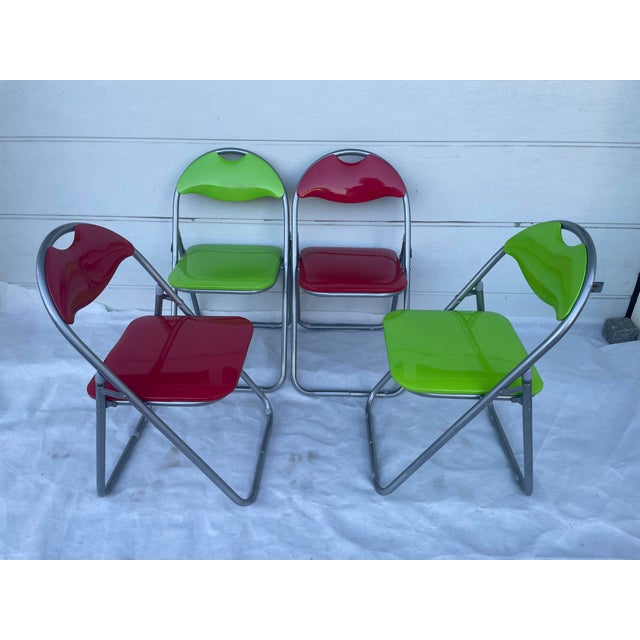 2000 - 2009 Modern Pop Art Folding Chairs in Metal, 2000s, Set of 4 For Sale - Image 5 of 18