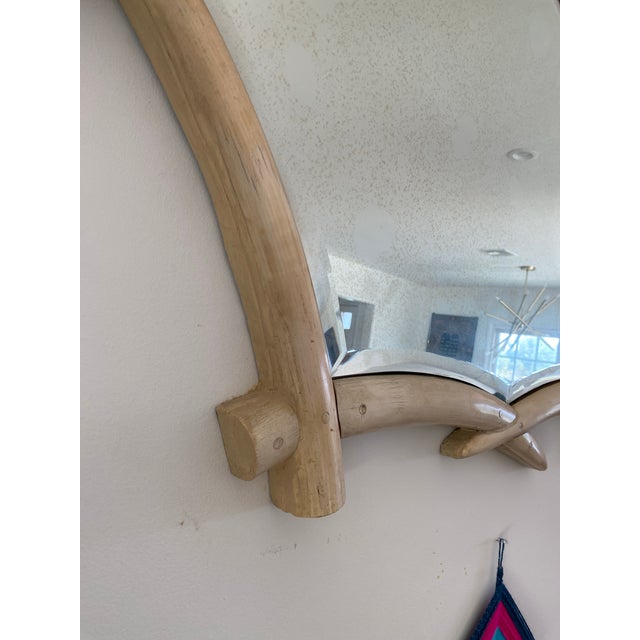 1960s Faux Ivory Bone Primal Primitive Style Large Wall Mirror Designer ...