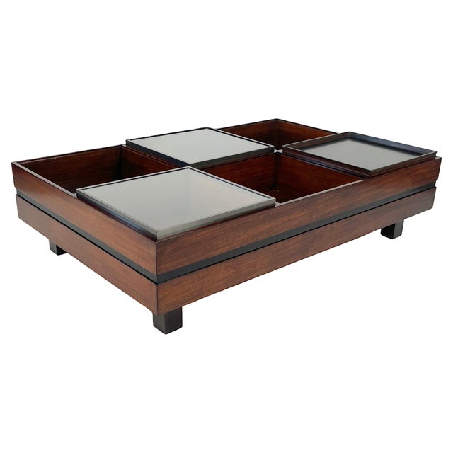 Italian Rectangular Coffee Table in Wood and Glass by Luigi Sormani, 1960s For Sale