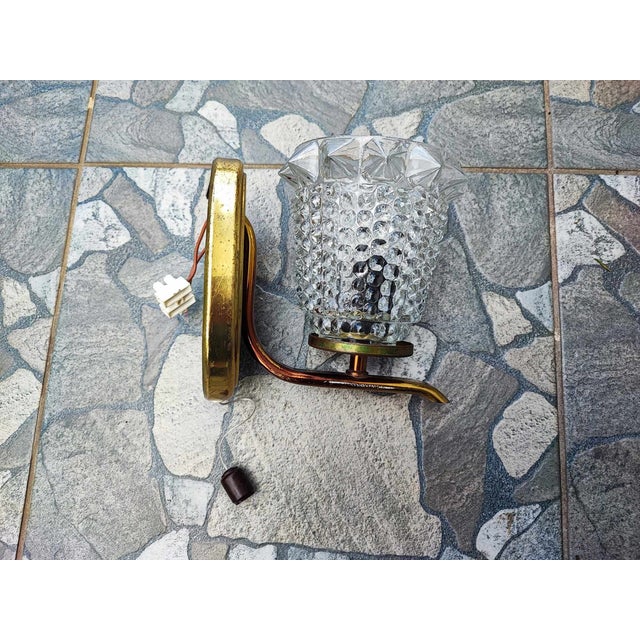 Brass wall lamp, vintage 1950s-1960s, dimensions: height 13.2 cm, depth 13.5 cm, width 10 cm, diameter of the lampshade 10...