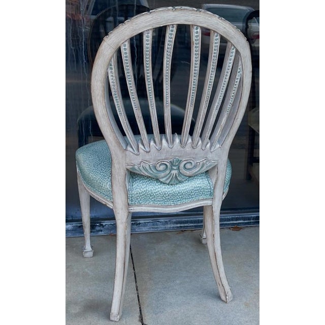 Mid 20th Century Mid-Century Italian Side Chairs W/ Swedish Gustavian Styling in Faux Chintz - Pair For Sale - Image 5 of 9