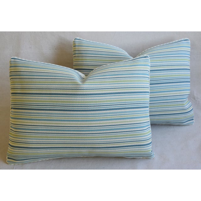 Textile Cowtan & Tout Ocean Stripe Feather/Down Pillows 23" X 17" - Pair For Sale - Image 7 of 13