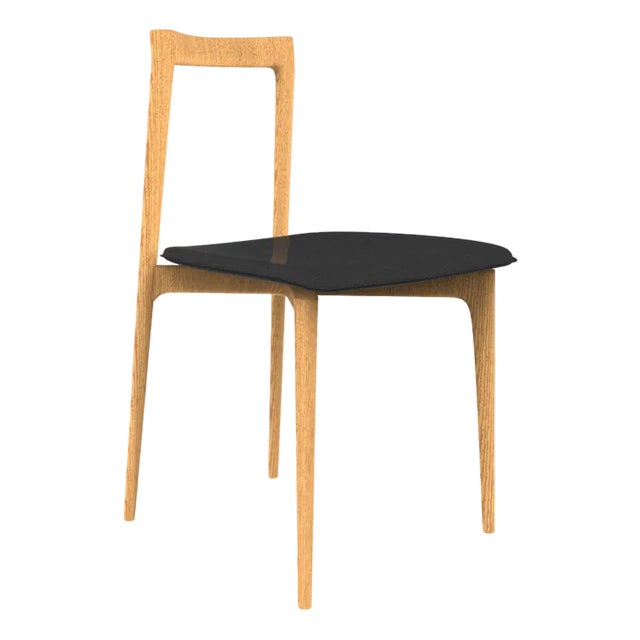 Grey Chair in Linea 622 Leather and Oak by Collector Studio For Sale