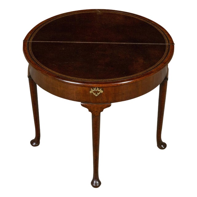 English Georgian Period 1820s Demilune Flip Top Console Table with Compartment For Sale