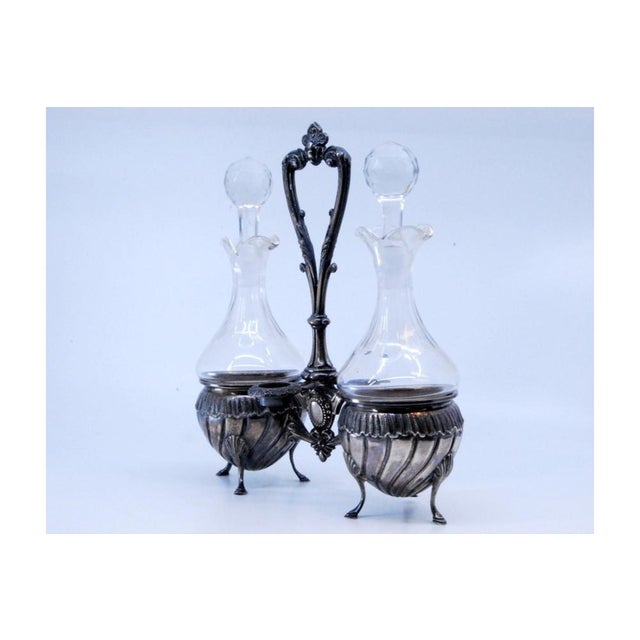 Cut Glass Silver Cruet, Set of 3 For Sale - Image 3 of 11