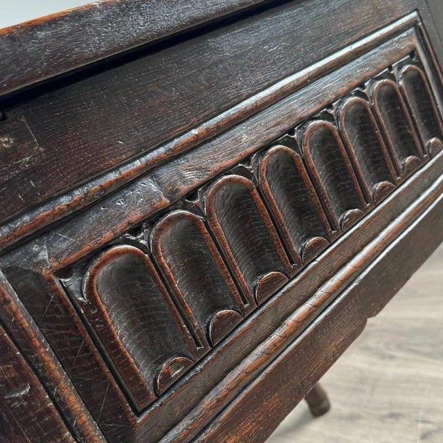 18th Century Oak Box on Stand with Carved Panelled Front, 1790 For Sale - Image 13 of 14