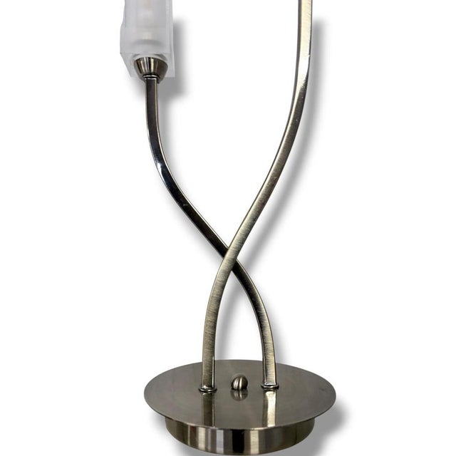 Gold Vintage Twin-Arm Table Lamp with Frosted Glass Shades For Sale - Image 8 of 9