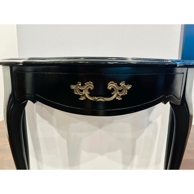 Wood Mid 20th Century Imperial Demi-Lune Console Table For Sale - Image 7 of 11