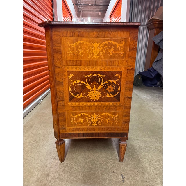 Traditional Mid 20th Century Ornate Italian Marquetry Chest For Sale - Image 3 of 10