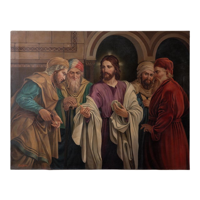 José Aceves - "Render Unto Caesar” Oil Painting, 1933 For Sale