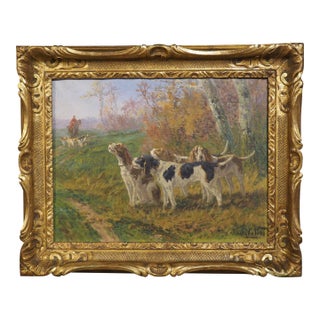 The Beginning of the Hunt, French Oil Painting by Marie Calves (1883-1957) For Sale