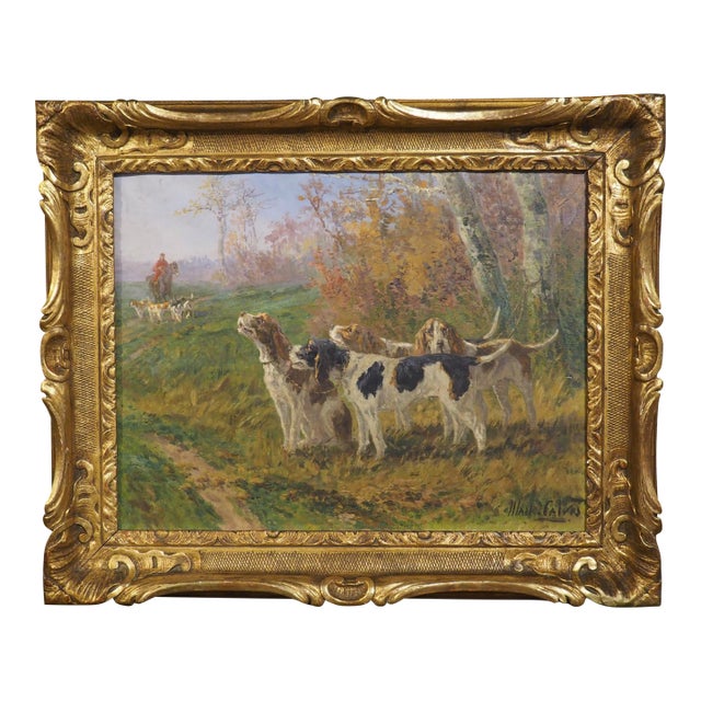 The Beginning of the Hunt, French Oil Painting by Marie Calves (1883-1957) For Sale