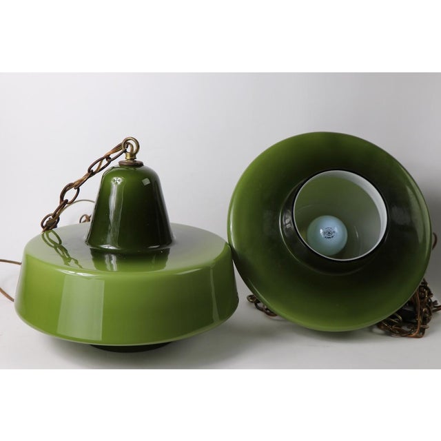 Michael Bang for Holmegaard Green Glass Hanging Globes Chairish